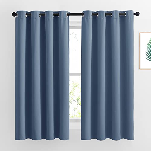 NICETOWN Blackout Patio Curtains for Windows 84 inch Length - Solid Thermal Insulated Grommet Light Reducing Panels Window Treatment for Living Room (Black, 2 Panels = 160" Wide)