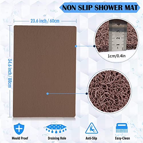 Bathtub Mat Non Slip Shower Mats, 23.6×34.6 Inch, Bath Mat for Textured Tub Surface, Loofah Mats for Shower and Bathroom, Quick Drying, Black