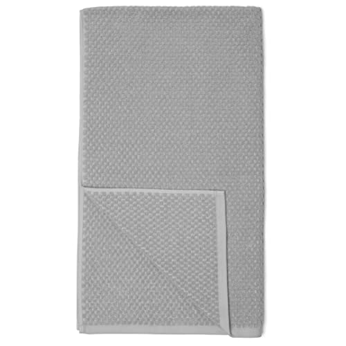 Amazon Basics Odor Resistant Textured Bath Towel, 30 x 54 Inches - 4-Pack,Cotton, Light Gray